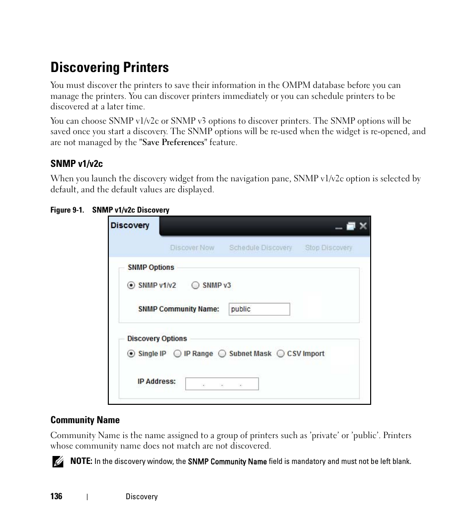 Discovering printers | Dell Open Manage Print Manager Software User Manual | Page 136 / 276