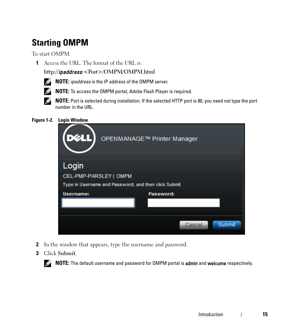 Starting ompm | Dell Open Manage Print Manager Software User Manual | Page 15 / 276