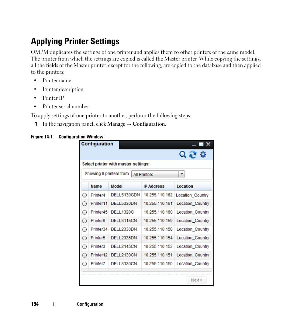 Applying printer settings | Dell Open Manage Print Manager Software User Manual | Page 194 / 276