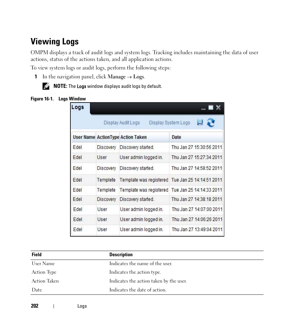 Viewing logs | Dell Open Manage Print Manager Software User Manual | Page 202 / 276