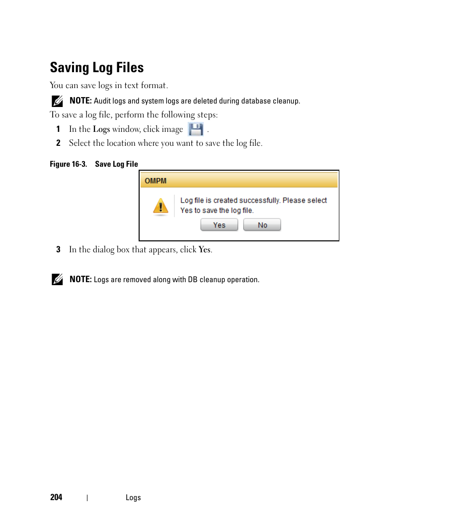 Saving log files | Dell Open Manage Print Manager Software User Manual | Page 204 / 276