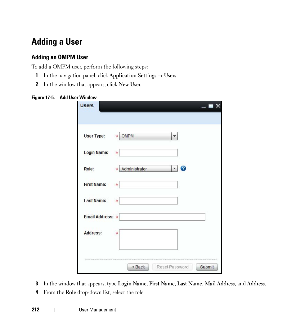 Adding a user | Dell Open Manage Print Manager Software User Manual | Page 212 / 276
