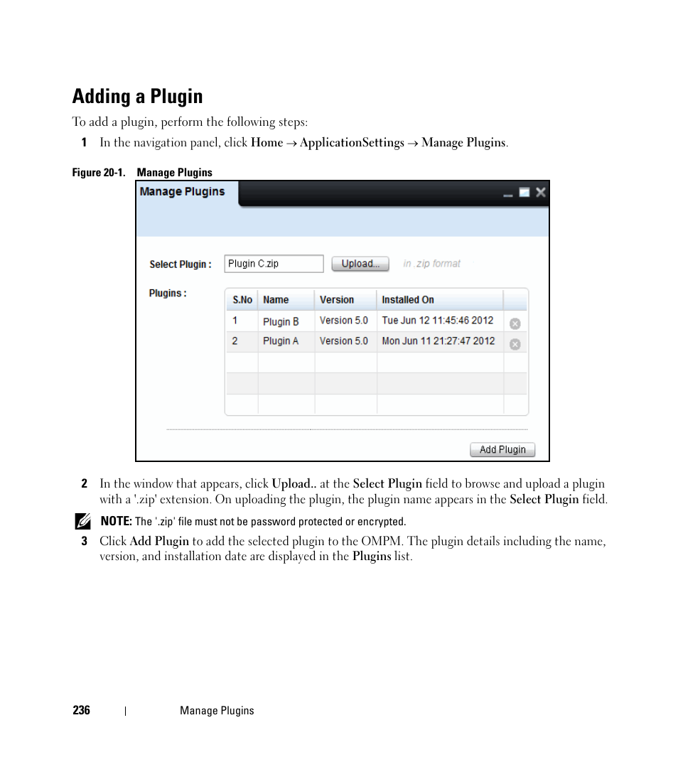 Adding a plugin | Dell Open Manage Print Manager Software User Manual | Page 236 / 276