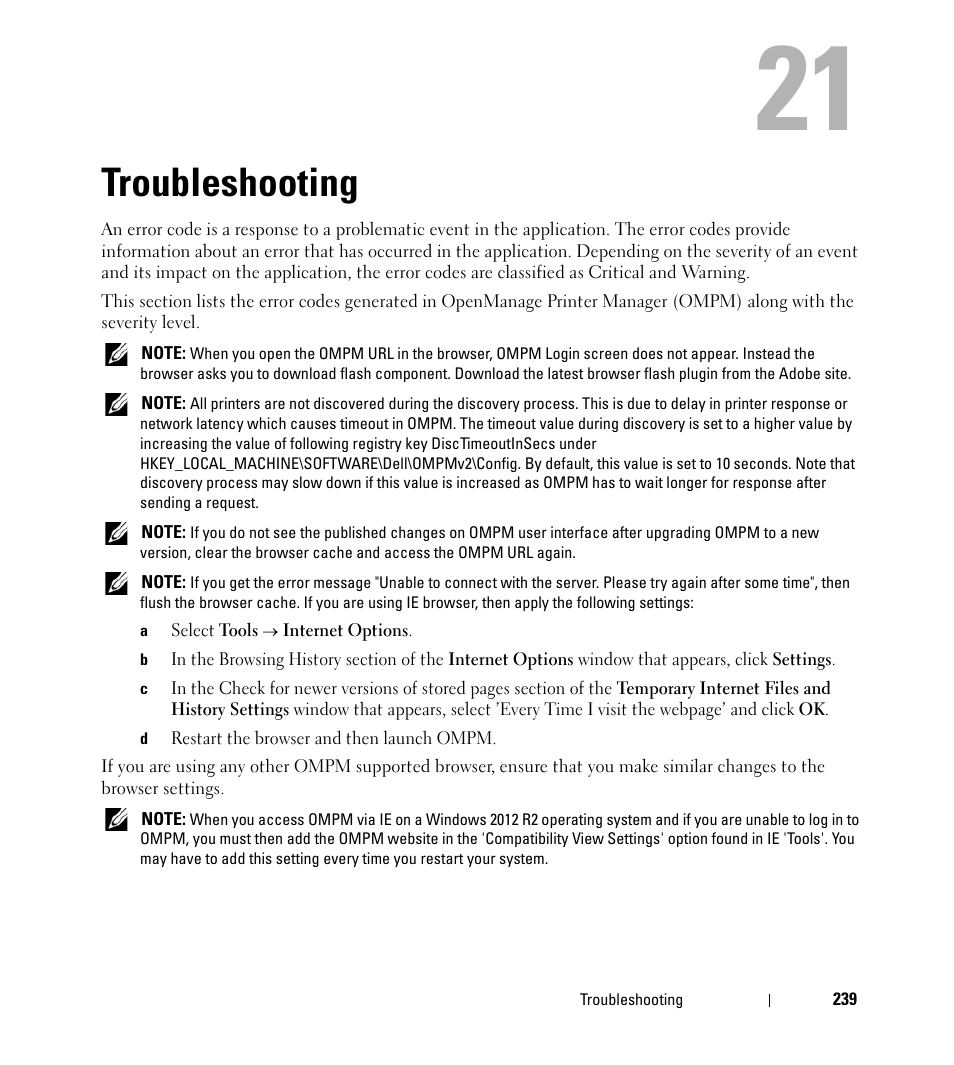 Troubleshooting | Dell Open Manage Print Manager Software User Manual | Page 239 / 276
