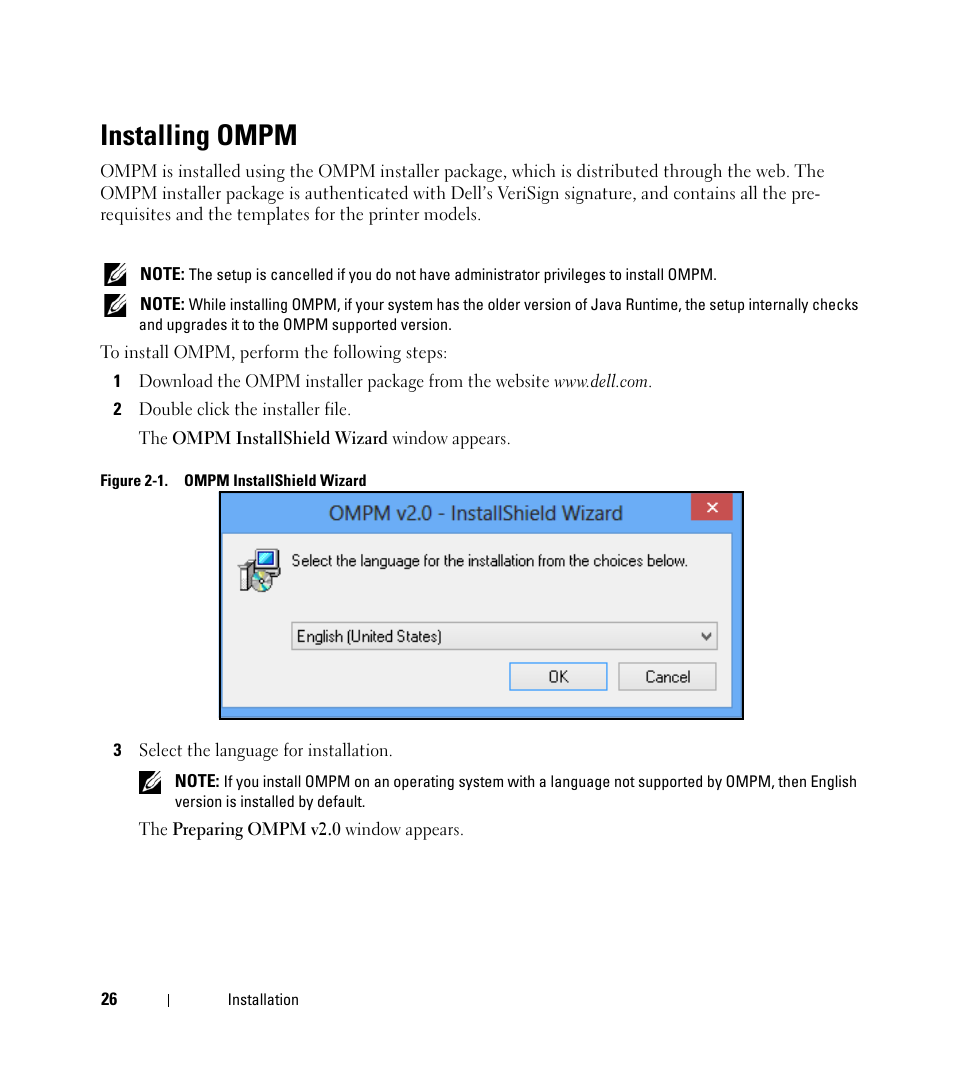 Installing ompm | Dell Open Manage Print Manager Software User Manual | Page 26 / 276