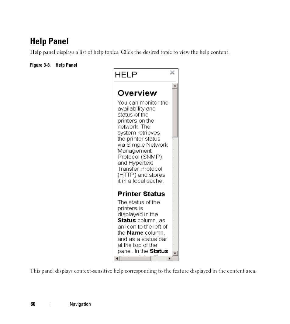 Help panel | Dell Open Manage Print Manager Software User Manual | Page 60 / 276