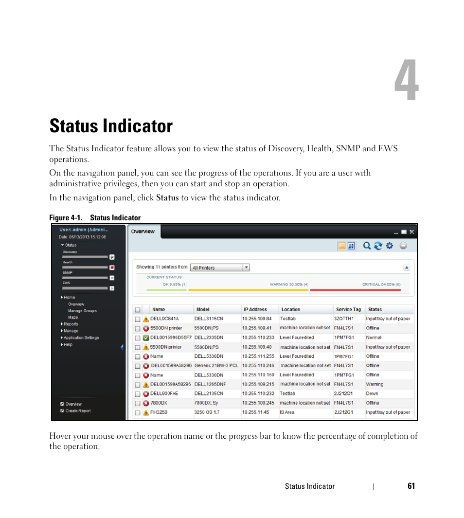 Status indicator | Dell Open Manage Print Manager Software User Manual | Page 61 / 276