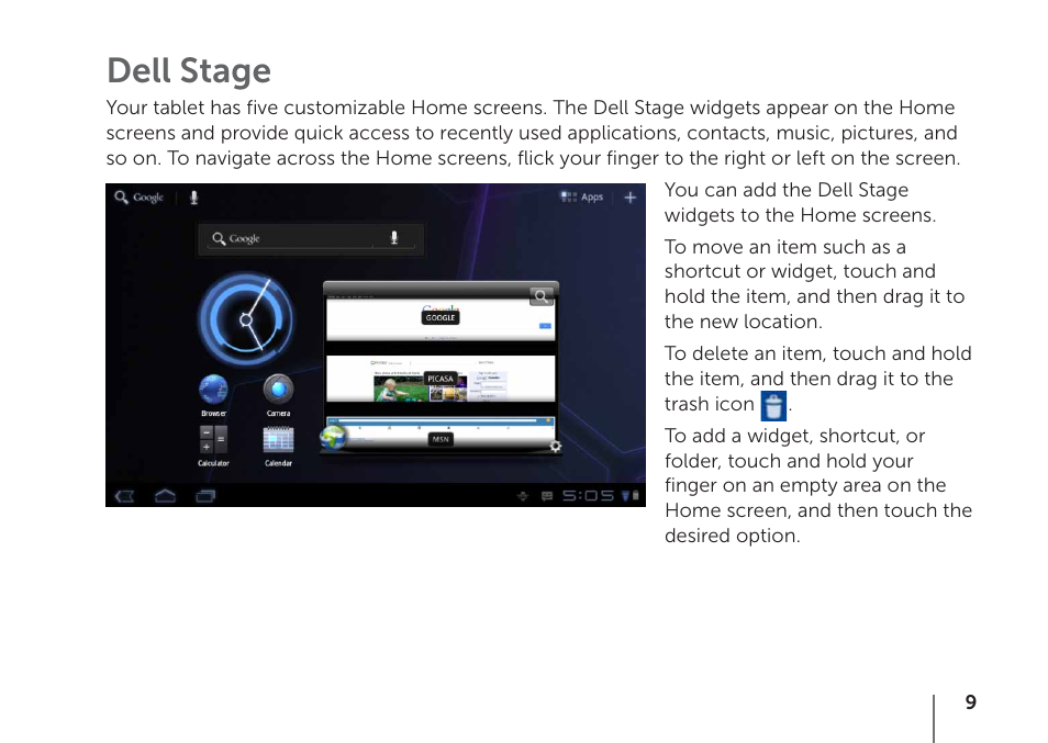 Dell stage | Dell Mobile Streak 7 User Manual | Page 11 / 20