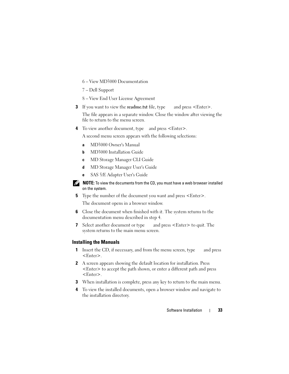 Installing the manuals | Dell PowerVault MD3000 User Manual | Page 33 / 46