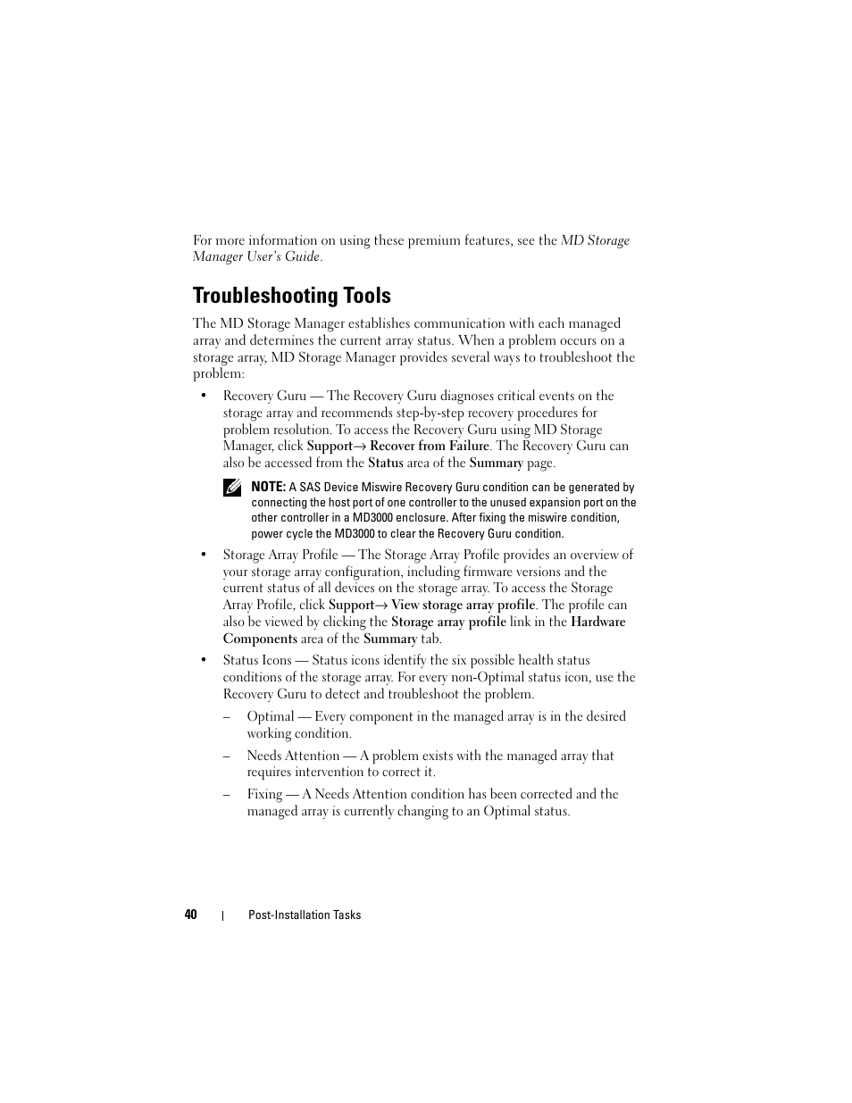 Troubleshooting tools | Dell PowerVault MD3000 User Manual | Page 40 / 46