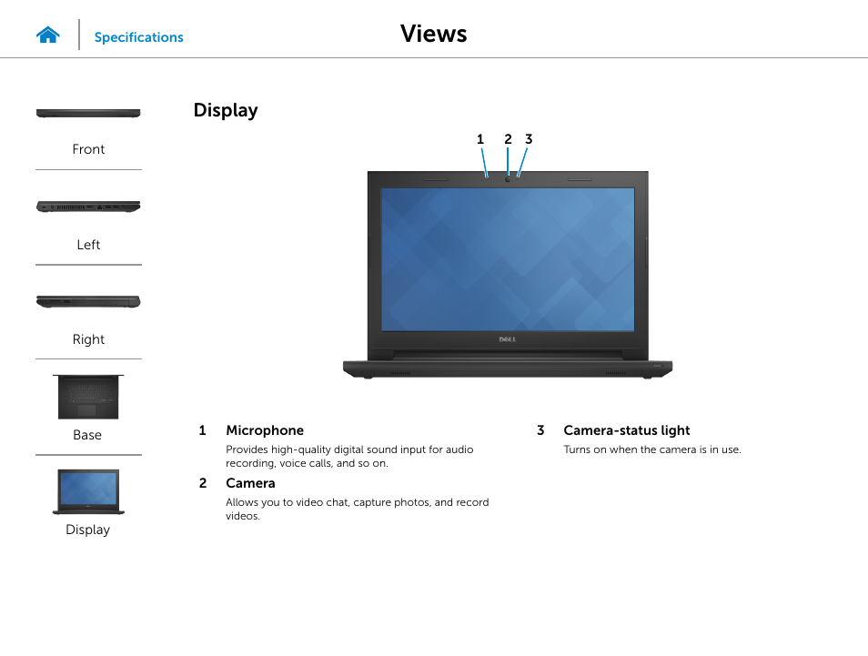 Display, Views | Dell Inspiron 14 (3441, Mid 2014) User Manual | Page 6 / 22