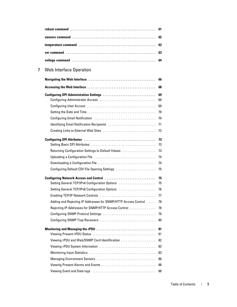 7web interface operation | Dell Metered PDU LCD User Manual | Page 5 / 90