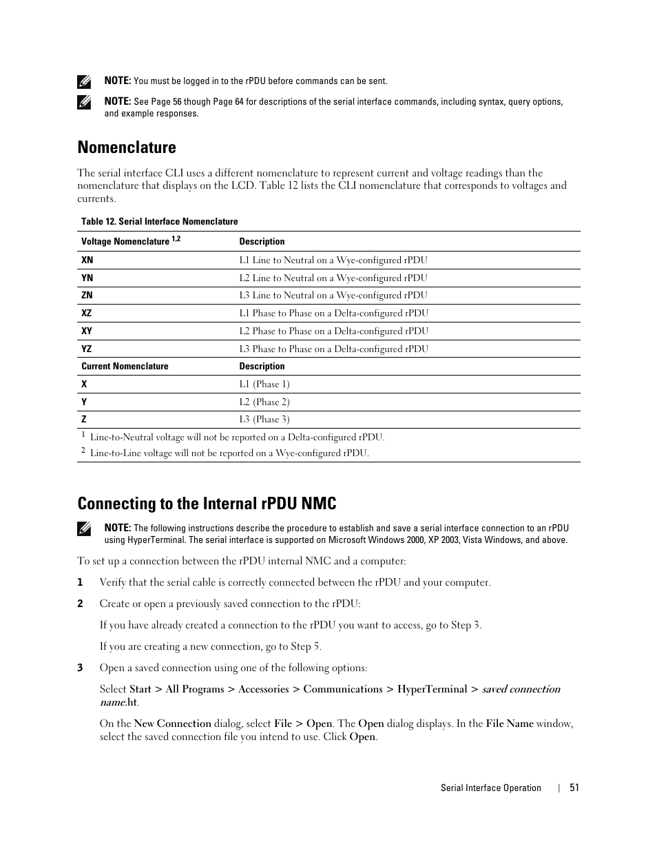 Nomenclature, Connecting to the internal rpdu nmc | Dell Metered PDU LCD User Manual | Page 51 / 90