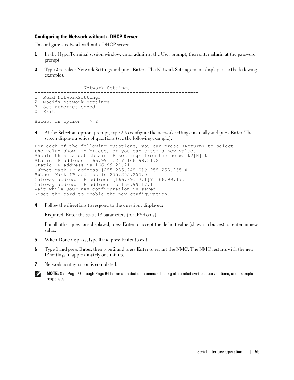 Configuring the network without a dhcp server | Dell Metered PDU LCD User Manual | Page 55 / 90