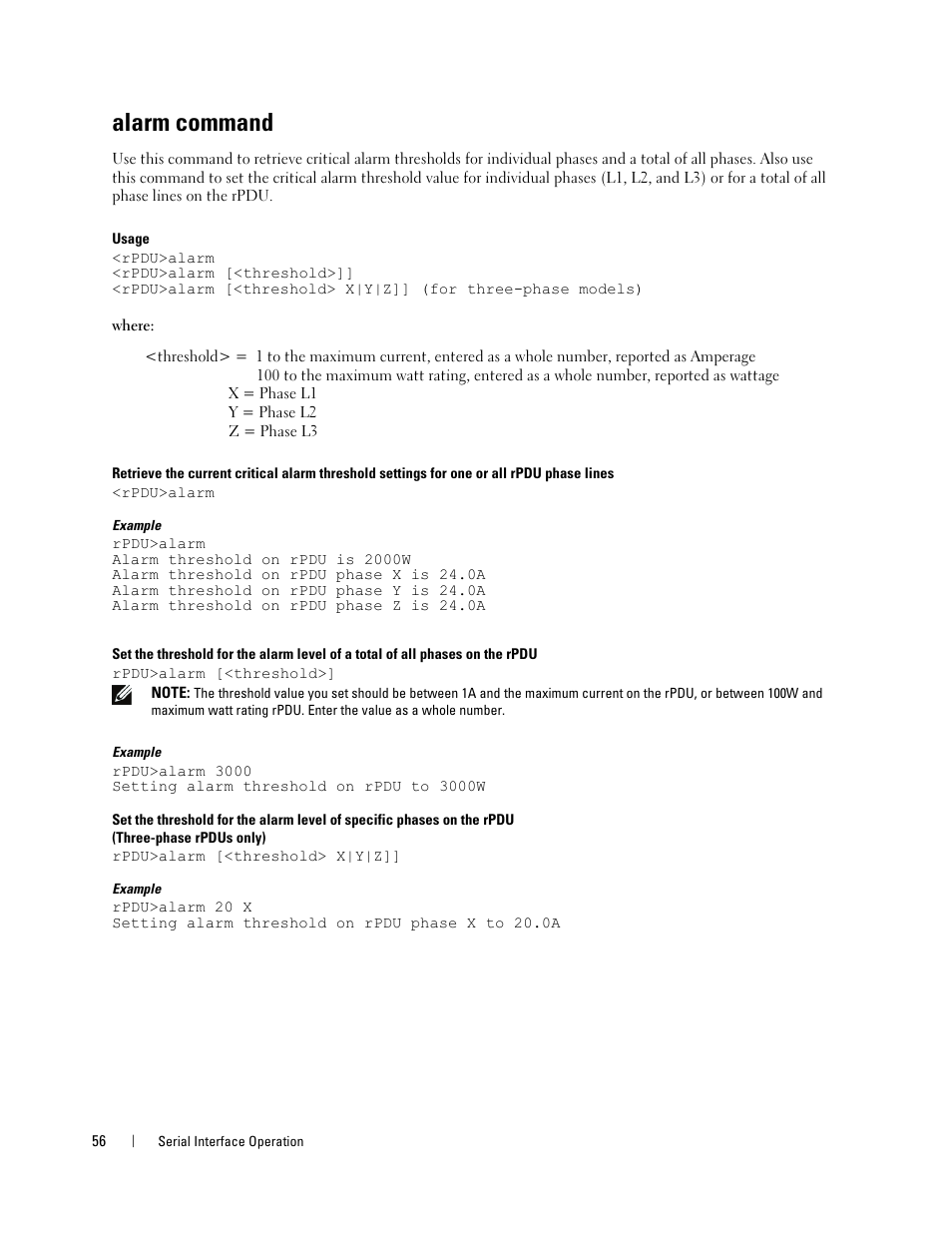 Alarm command | Dell Metered PDU LCD User Manual | Page 56 / 90