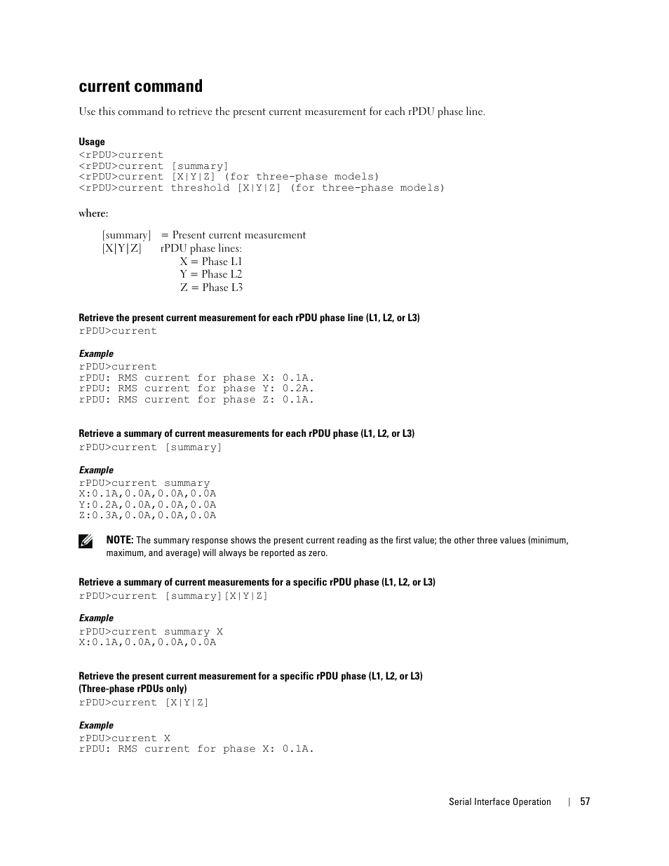 Current command | Dell Metered PDU LCD User Manual | Page 57 / 90