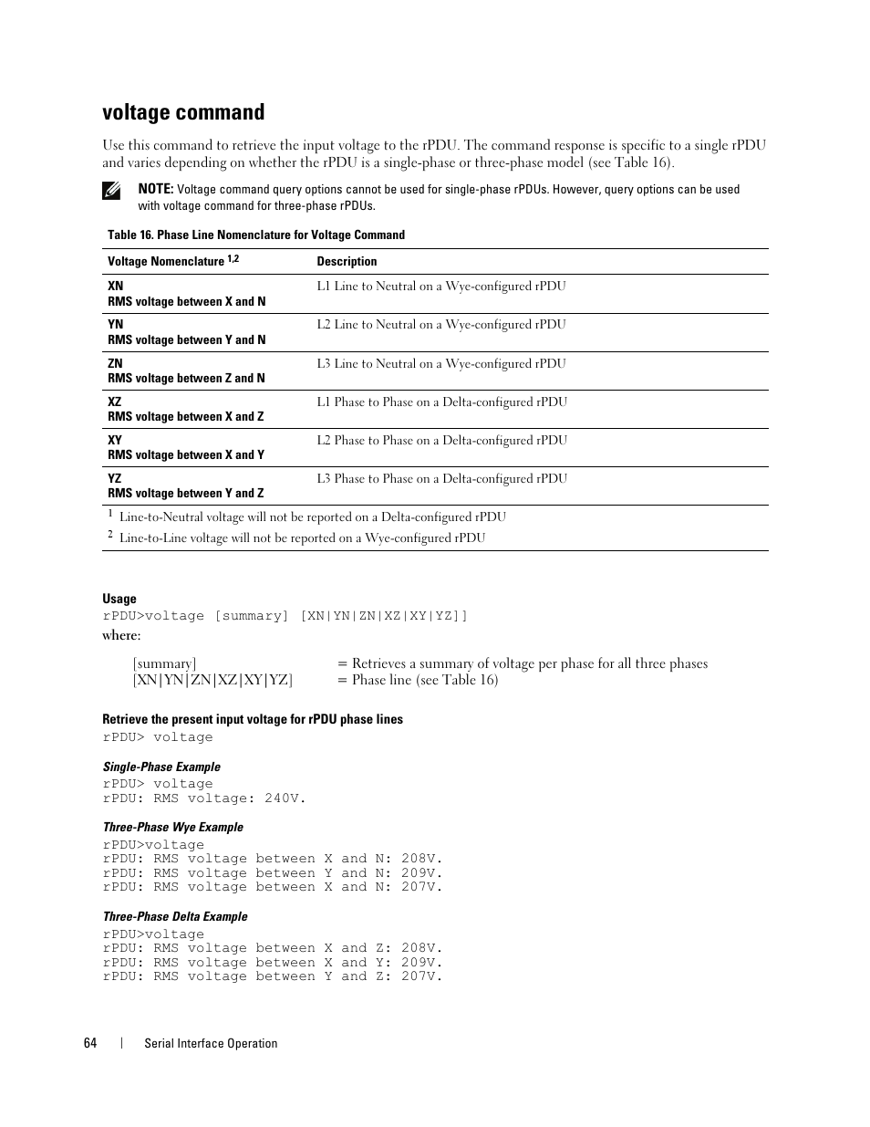 Voltage command | Dell Metered PDU LCD User Manual | Page 64 / 90