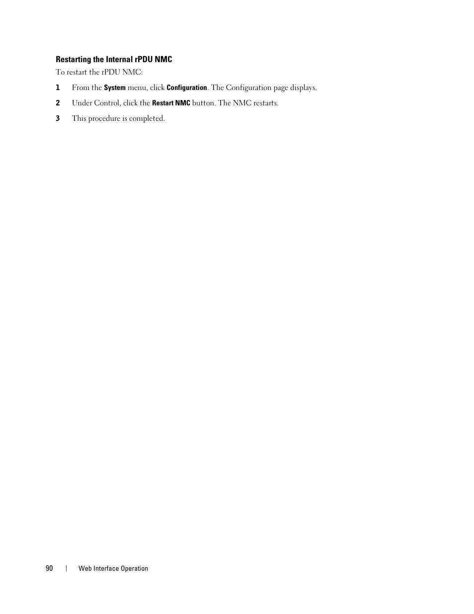 Restarting the internal rpdu nmc | Dell Metered PDU LCD User Manual | Page 90 / 90