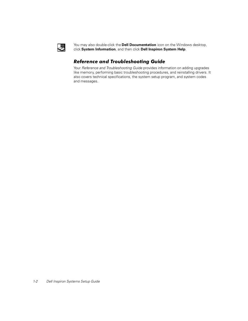Reference and troubleshooting guide, Reference and troubleshooting guide -2 | Dell Inspiron 2000 User Manual | Page 6 / 18