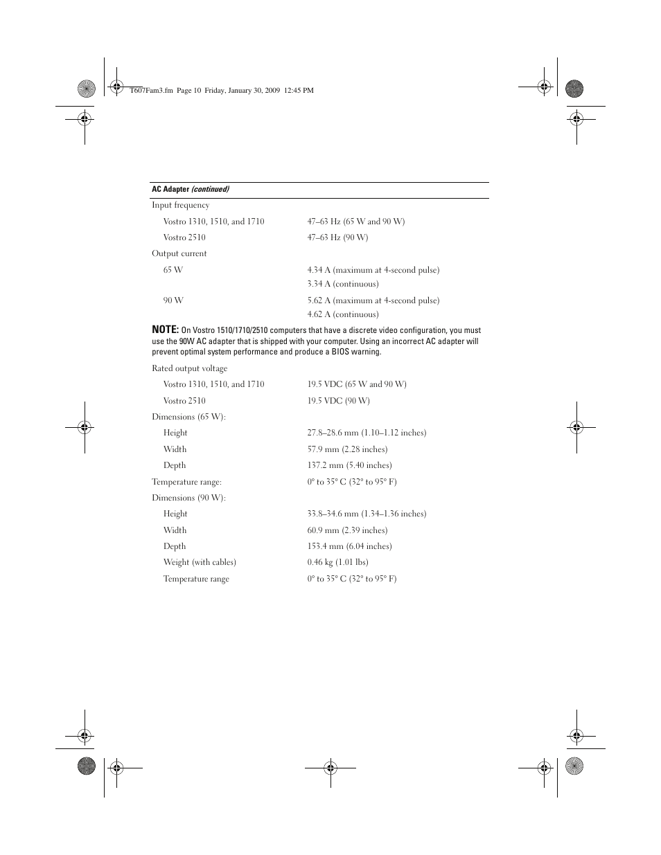 Dell Vostro 2510 (Early 2009) User Manual | Page 10 / 12