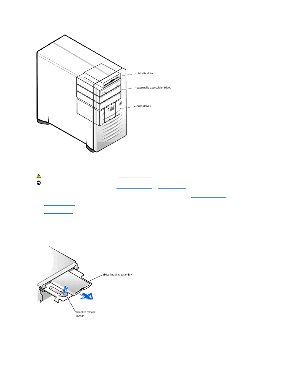 Removing the diskette drive | Dell Precision 330 User Manual | Page 22 / 72