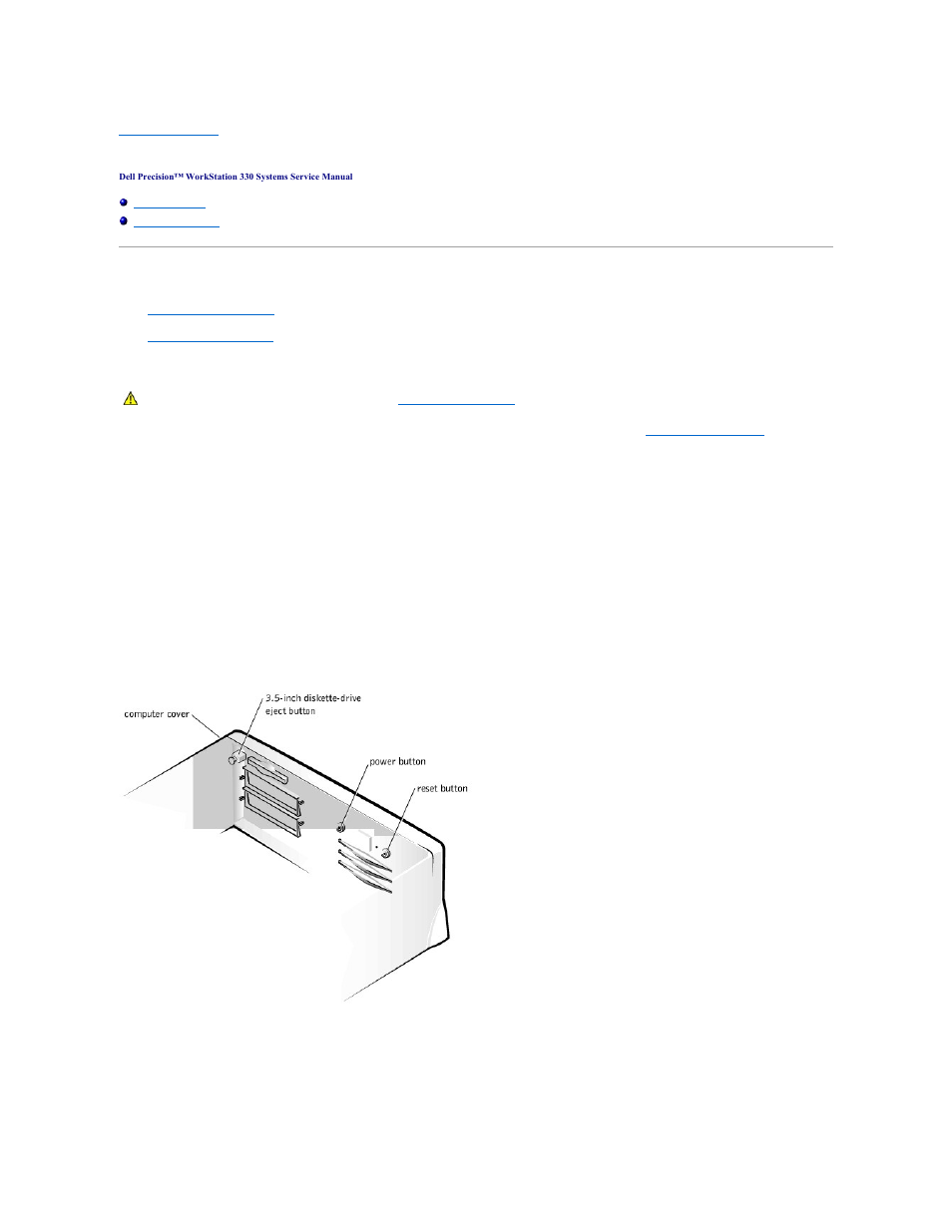 Front-panel buttons, Desktop chassis | Dell Precision 330 User Manual | Page 36 / 72