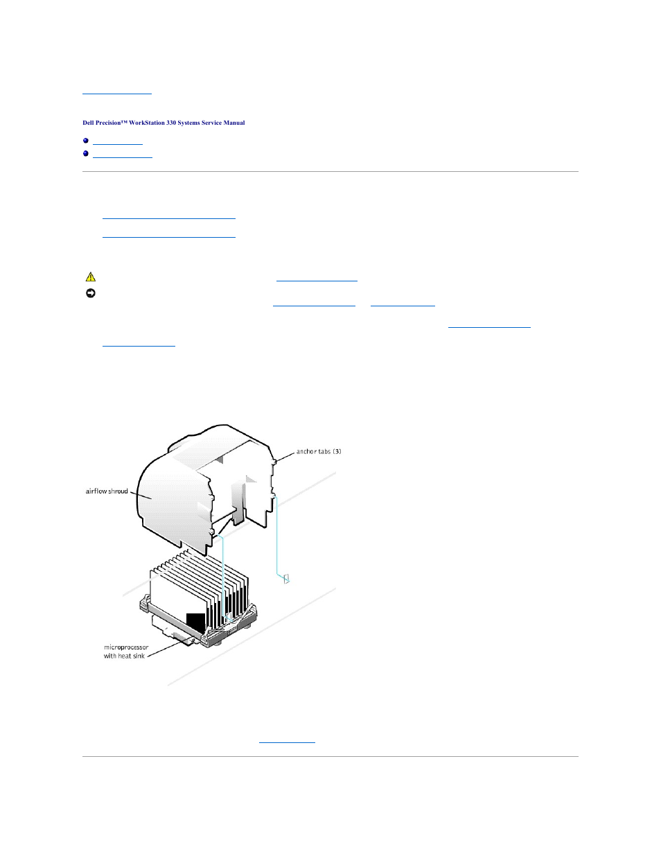 Microprocessor airflow shroud | Dell Precision 330 User Manual | Page 52 / 72