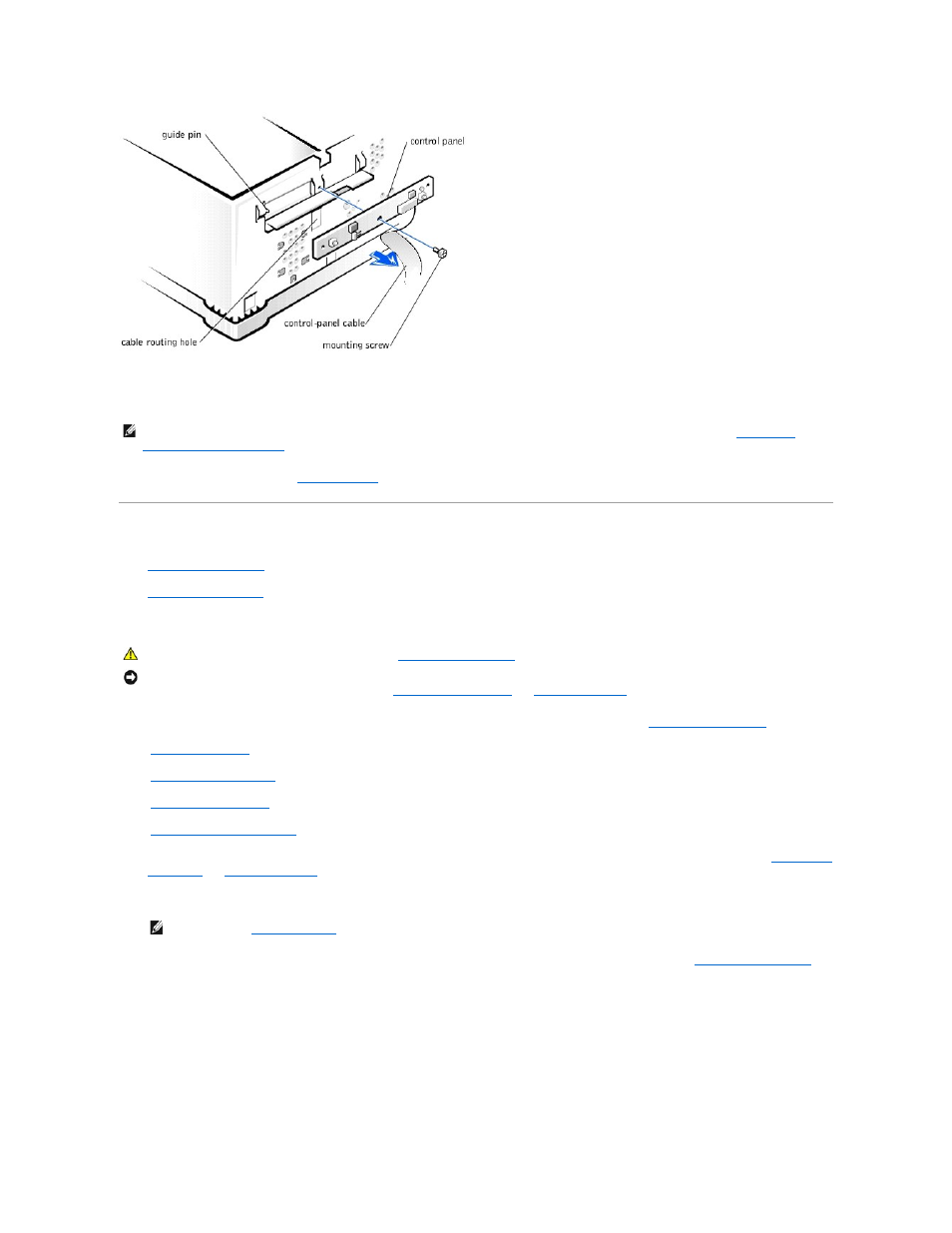 Mini tower chassis, Replacing the control panel | Dell Precision 330 User Manual | Page 8 / 72