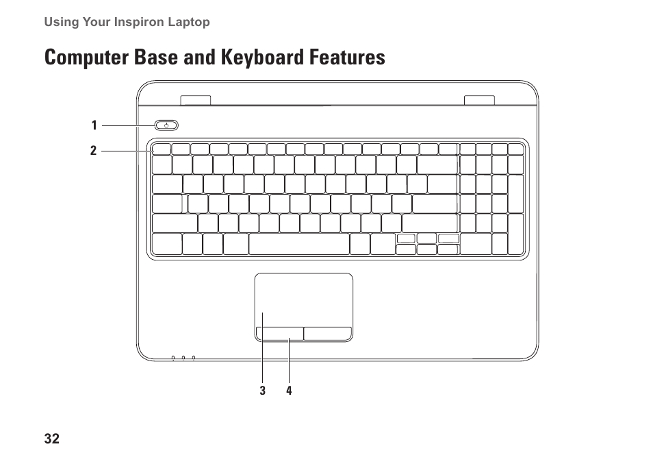 Computer base and keyboard features | Dell Inspiron 15 (M5010, Early 2010) User Manual | Page 34 / 96