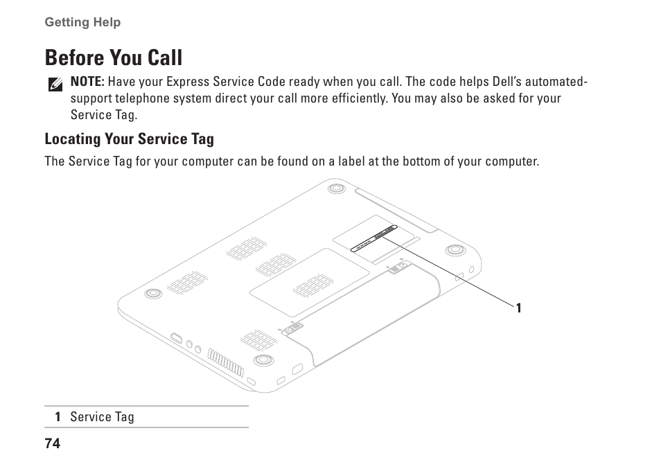 Before you call | Dell Inspiron 15 (M5010, Early 2010) User Manual | Page 76 / 96