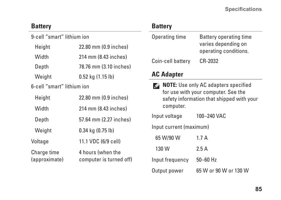 Dell Inspiron 15 (M5010, Early 2010) User Manual | Page 87 / 96