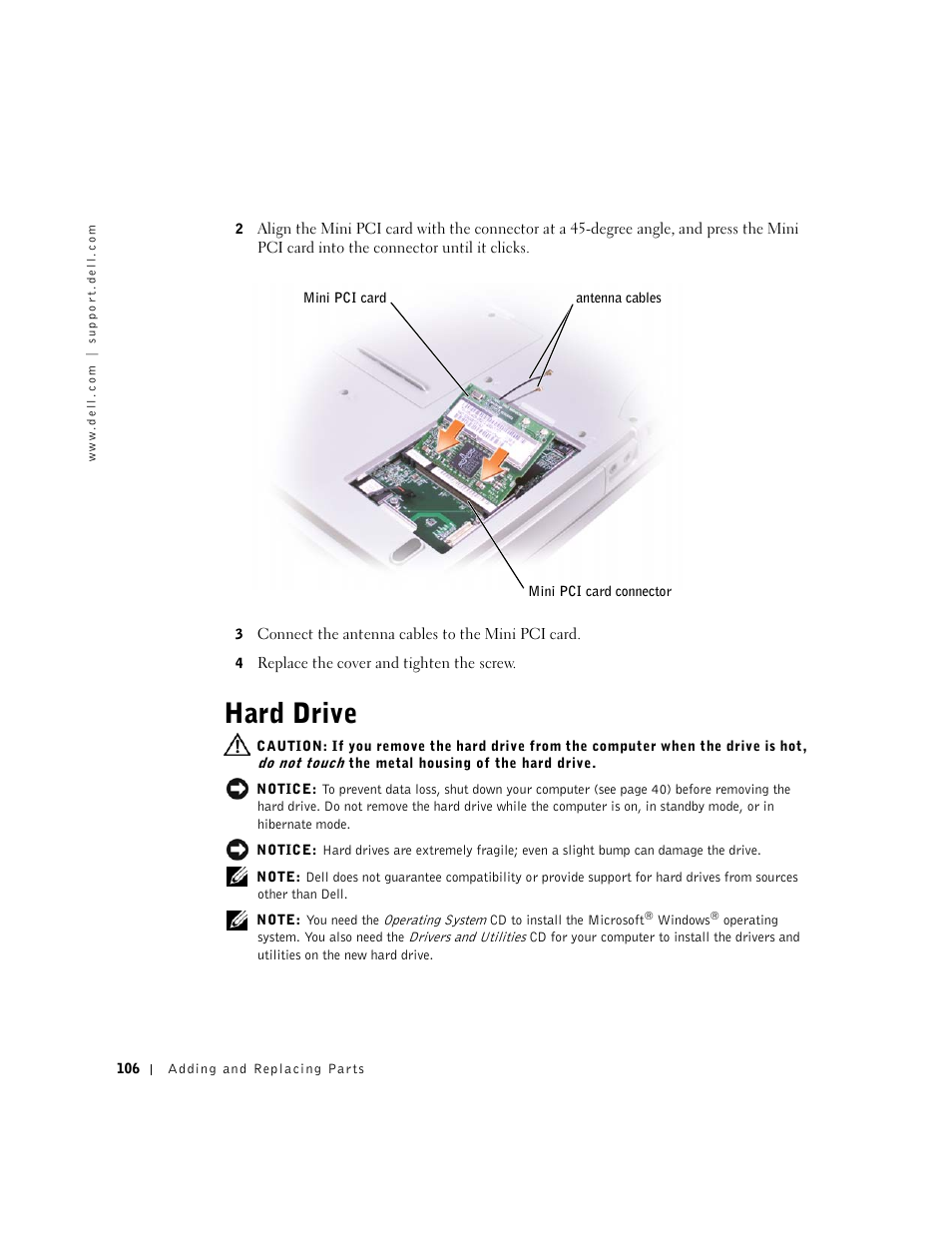 Hard drive | Dell Inspiron 5100 User Manual | Page 106 / 160