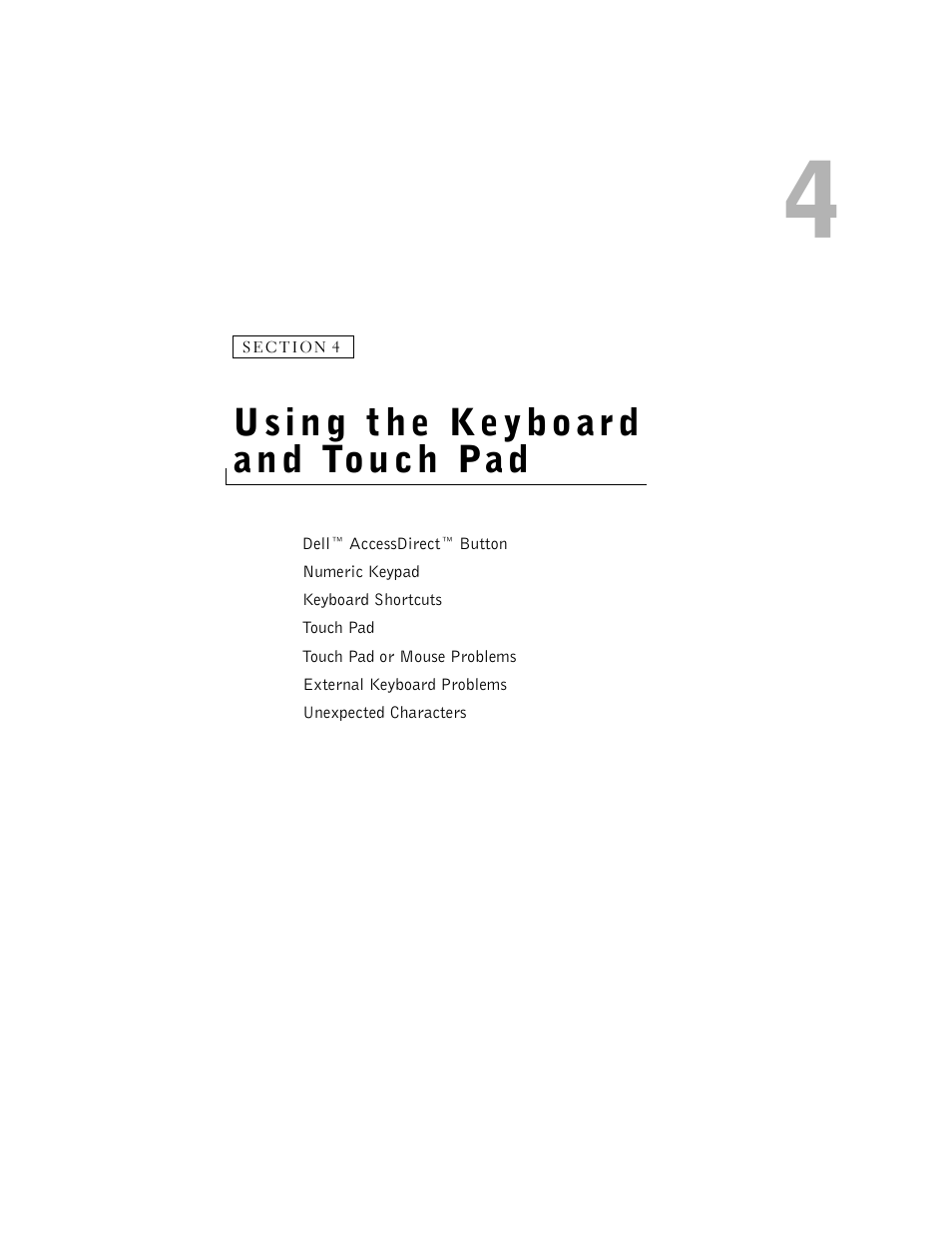Using the keyboard and touch pad, 4 using the keyboard and touch pad | Dell Inspiron 5100 User Manual | Page 47 / 160