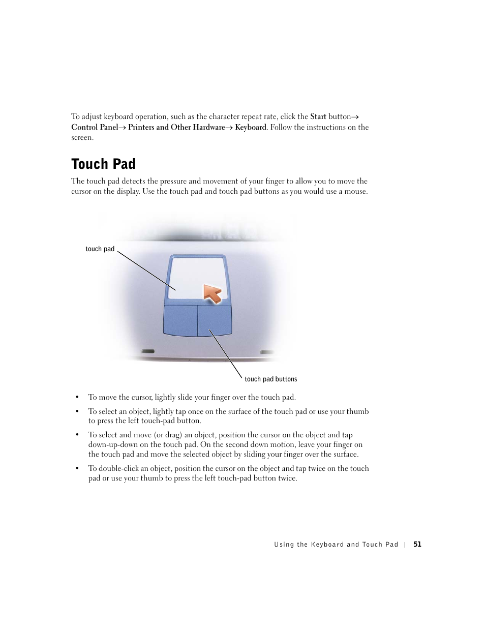 Touch pad | Dell Inspiron 5100 User Manual | Page 51 / 160