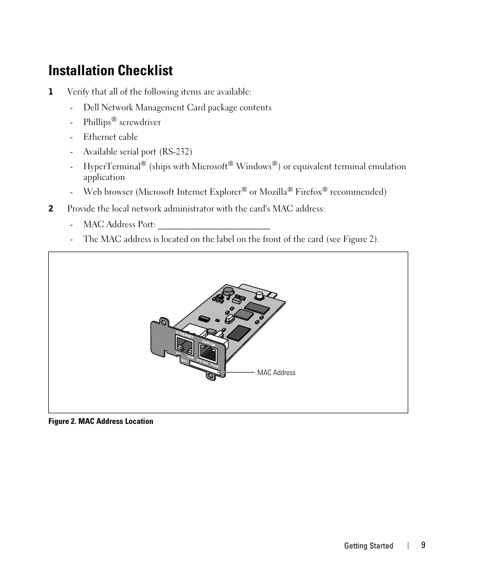 Installation checklist | Dell UPS 1000T User Manual | Page 9 / 88