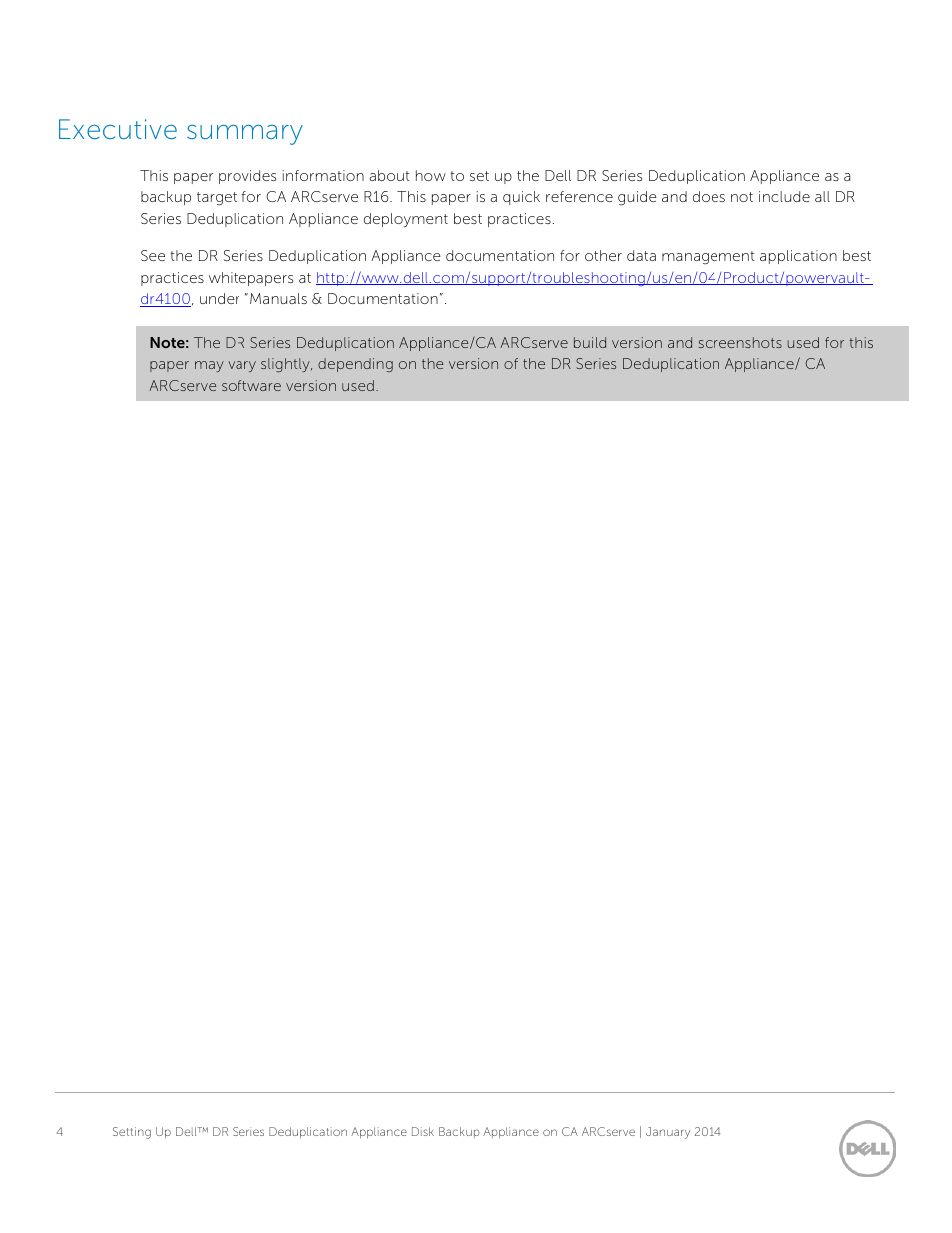 Executive summary | Dell DR4000 User Manual | Page 4 / 24