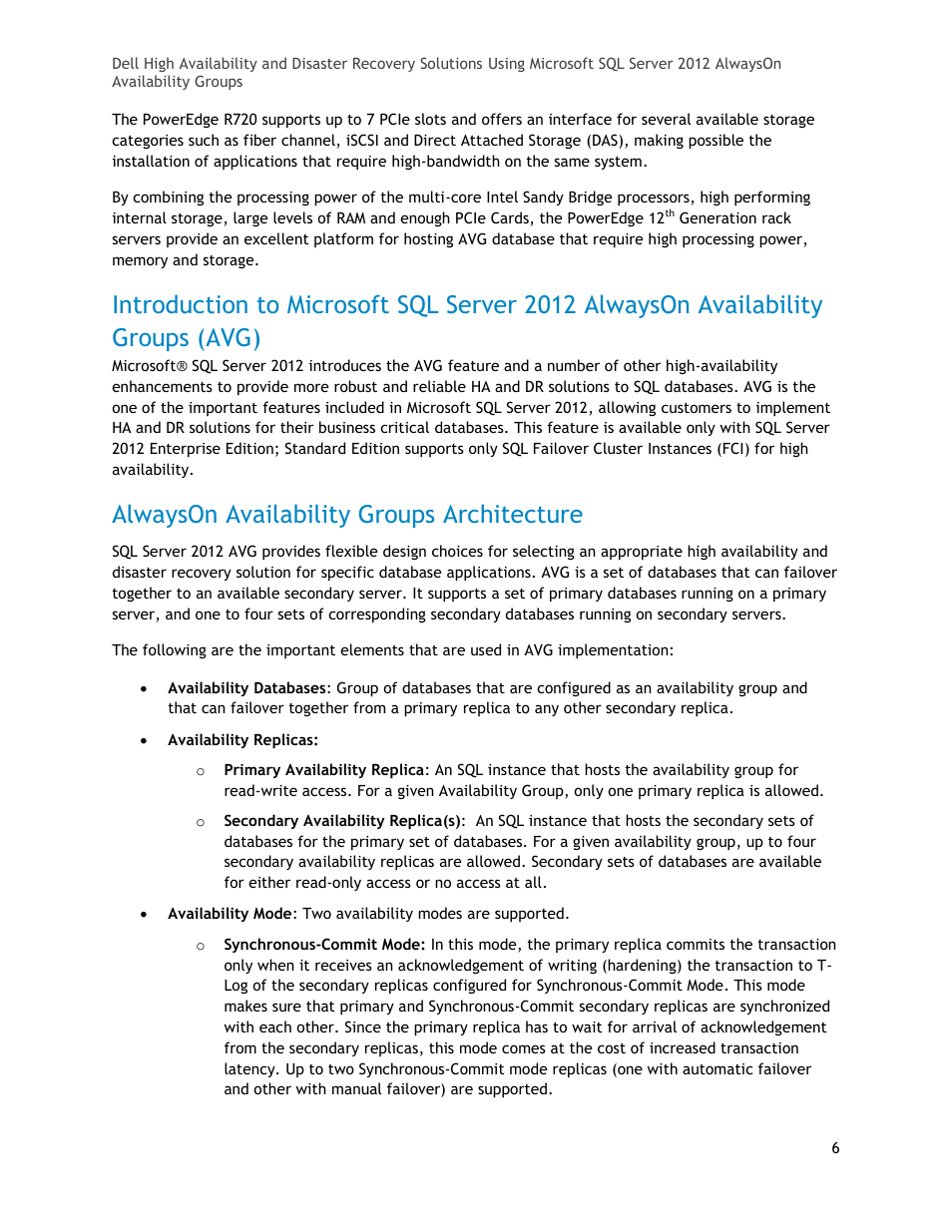 Alwayson availability groups architecture | Dell POWEREDGE R720XD User Manual | Page 6 / 16
