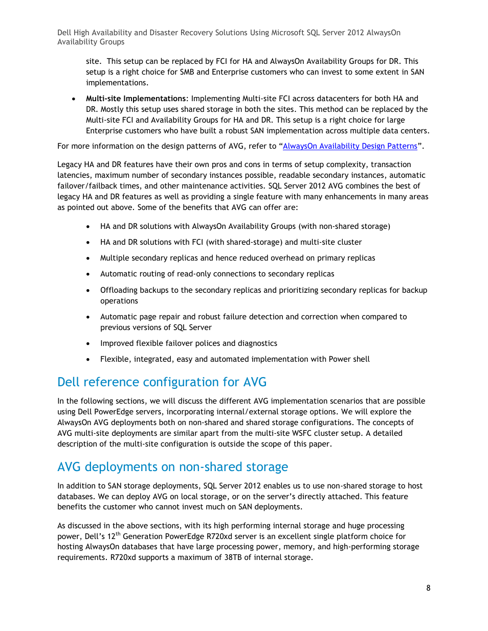 Dell reference configuration for avg, Avg deployments on non-shared storage | Dell POWEREDGE R720XD User Manual | Page 8 / 16