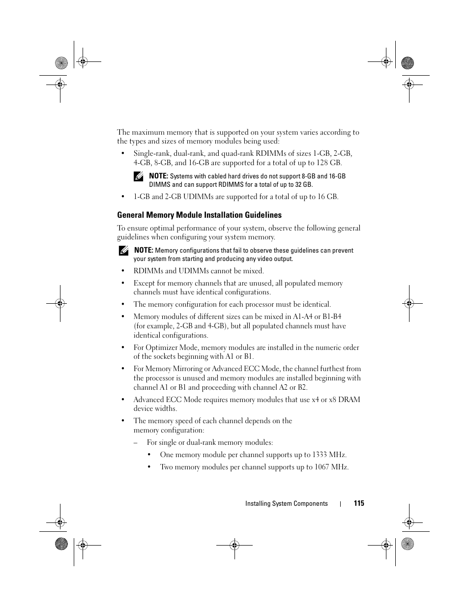 General memory module installation guidelines, General memory module installation, Guidelines | Dell PowerEdge R510 User Manual | Page 115 / 216