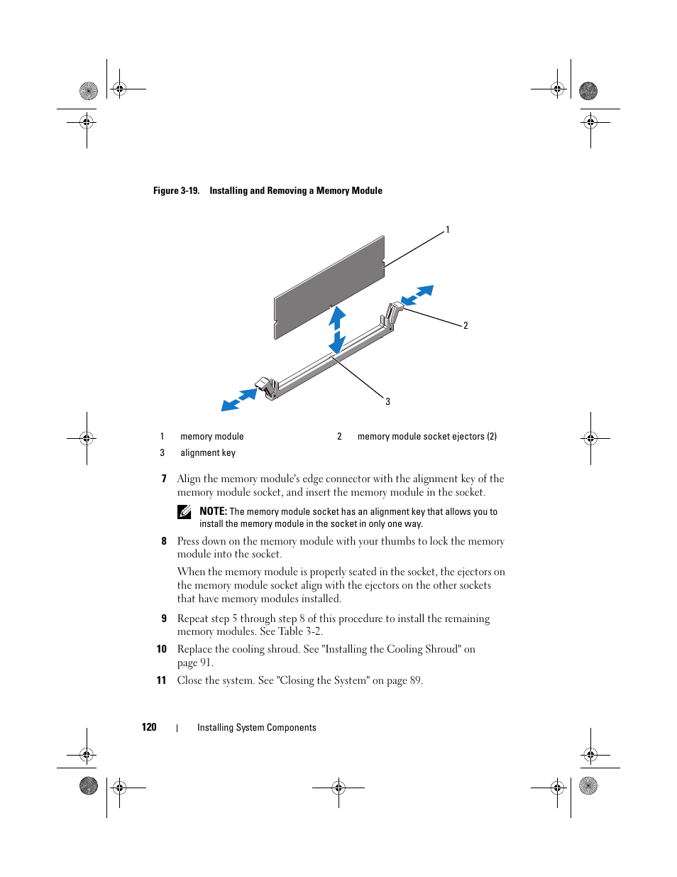 In figure 3-19, to allow the memory module | Dell PowerEdge R510 User Manual | Page 120 / 216