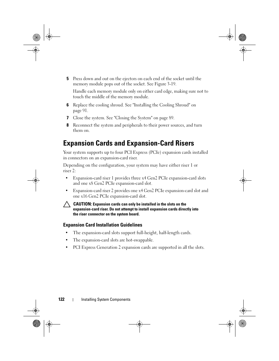 Expansion cards and expansion-card risers, Expansion card installation guidelines | Dell PowerEdge R510 User Manual | Page 122 / 216