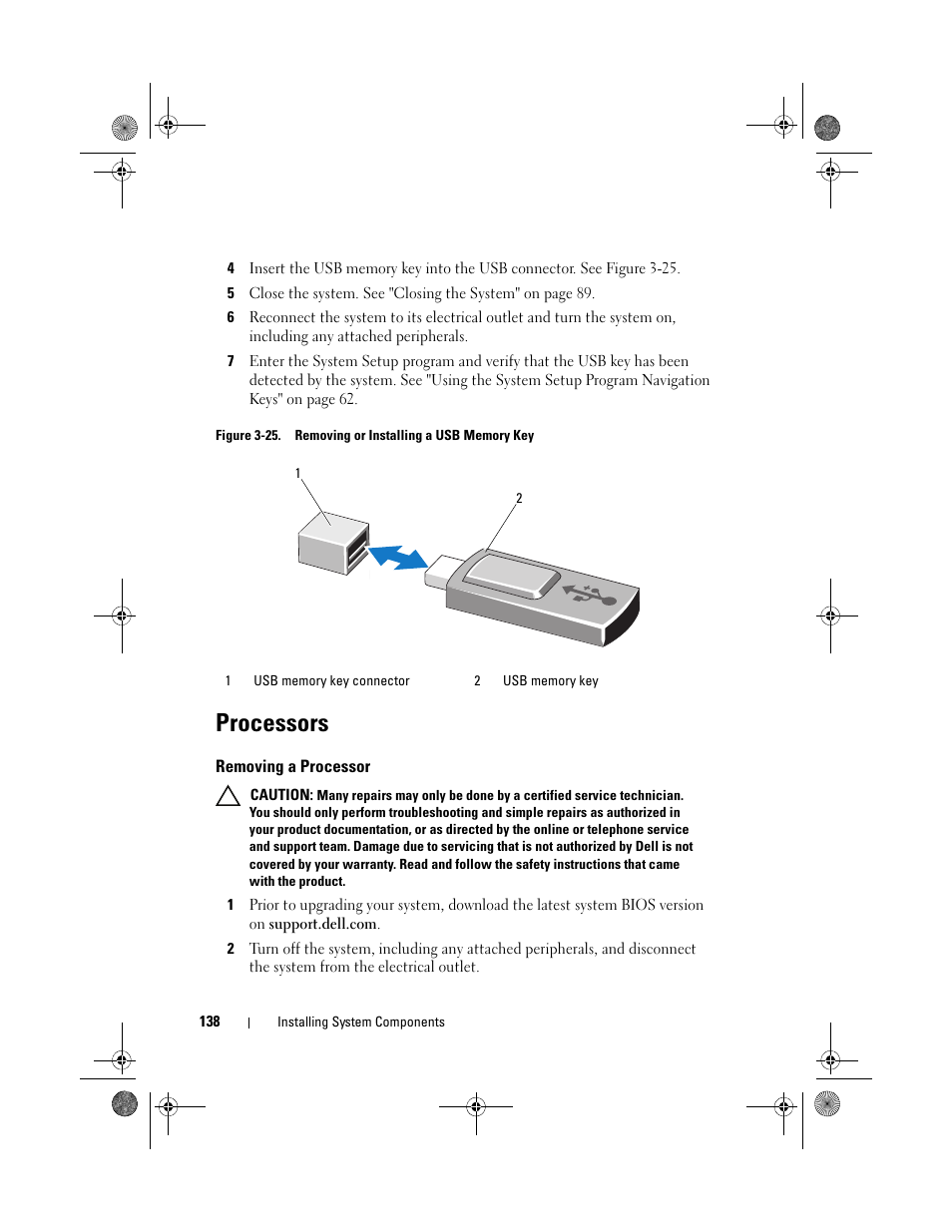 Processors, Removing a processor | Dell PowerEdge R510 User Manual | Page 138 / 216