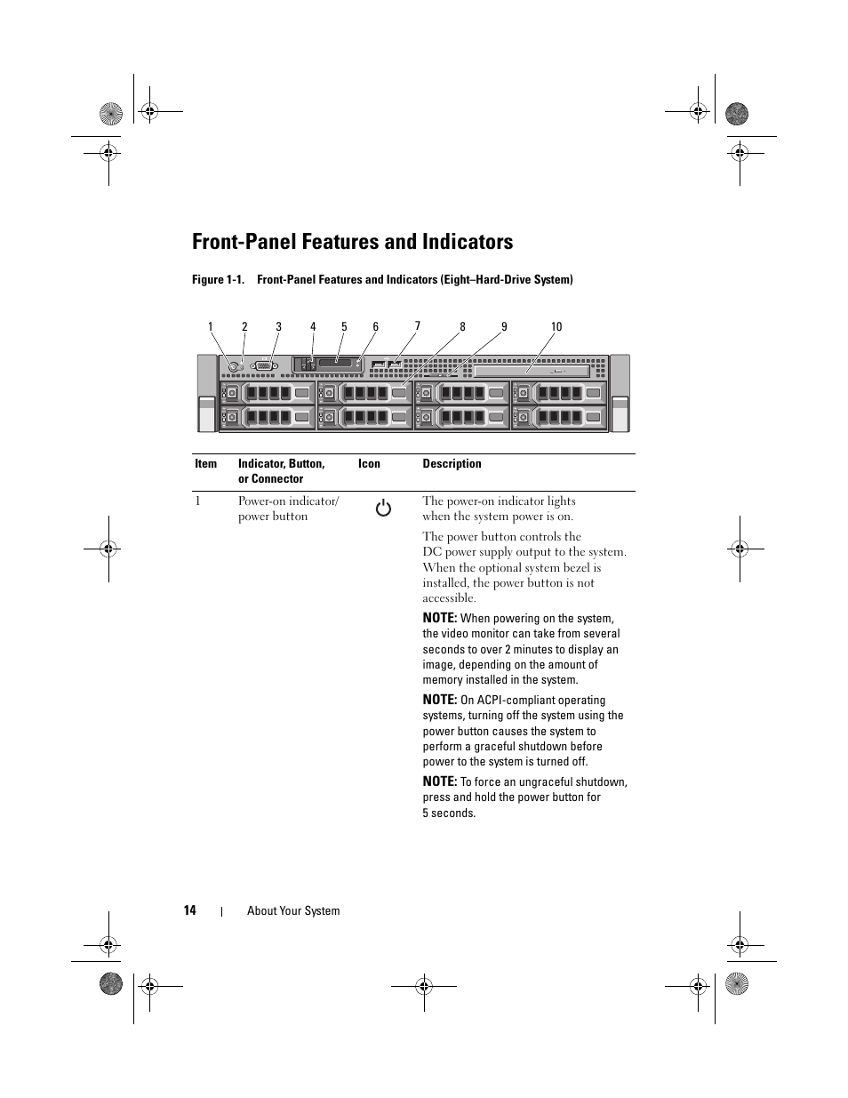 Front-panel features and indicators | Dell PowerEdge R510 User Manual | Page 14 / 216