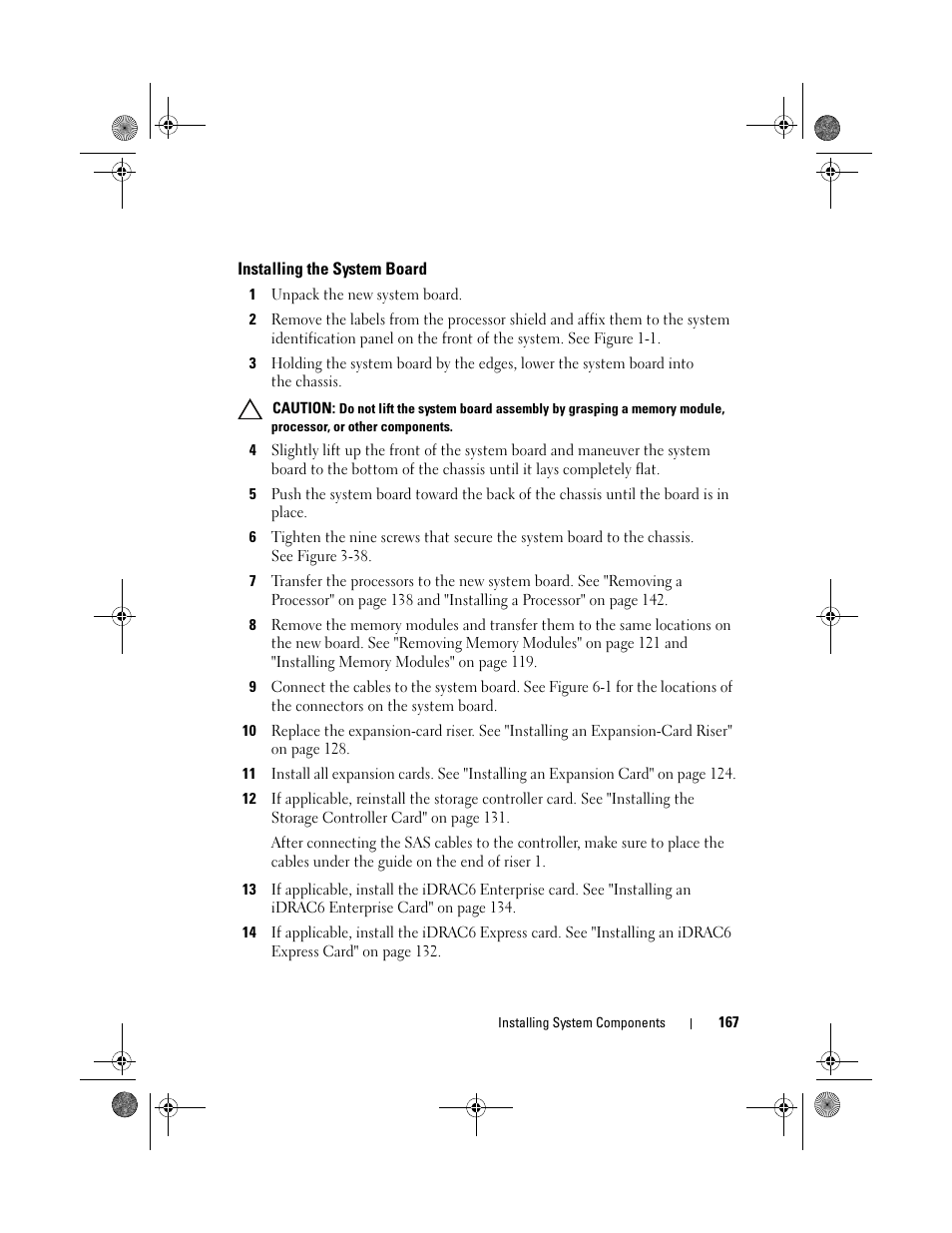 Installing the system board | Dell PowerEdge R510 User Manual | Page 167 / 216