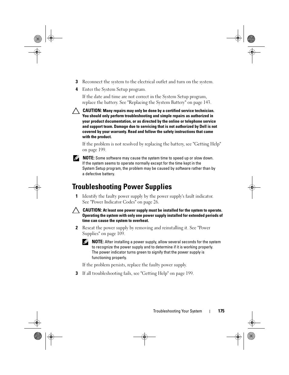 Troubleshooting power supplies | Dell PowerEdge R510 User Manual | Page 175 / 216