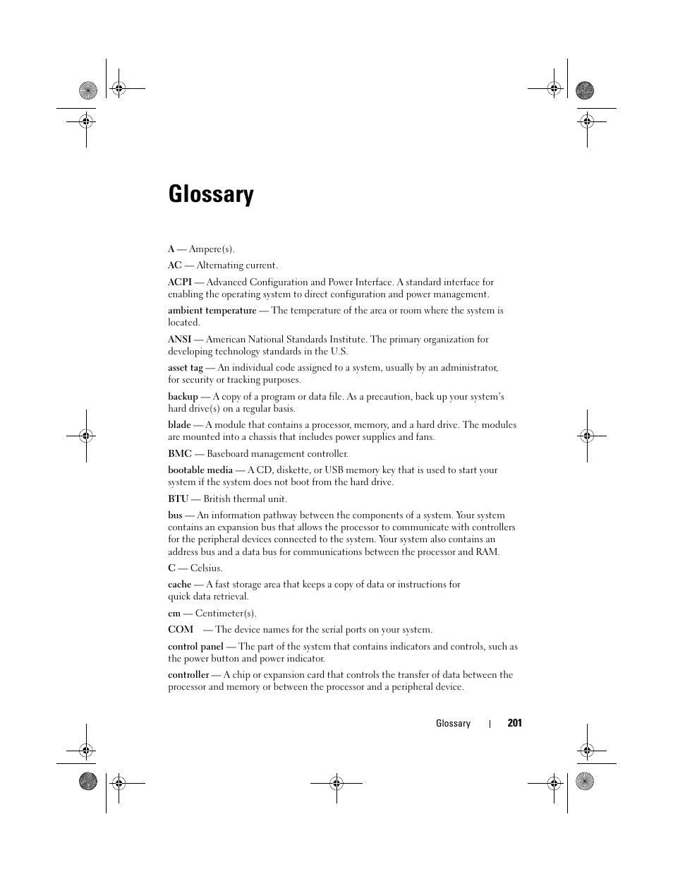 Glossary | Dell PowerEdge R510 User Manual | Page 201 / 216