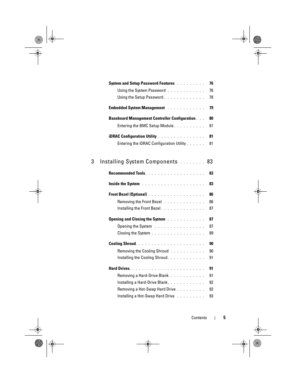 3installing system components | Dell PowerEdge R510 User Manual | Page 5 / 216