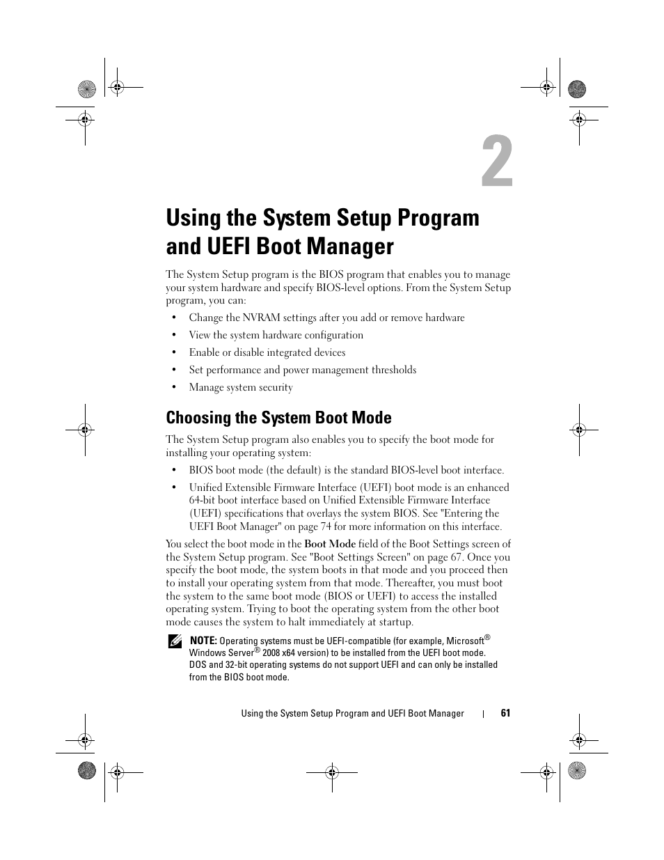 Choosing the system boot mode | Dell PowerEdge R510 User Manual | Page 61 / 216