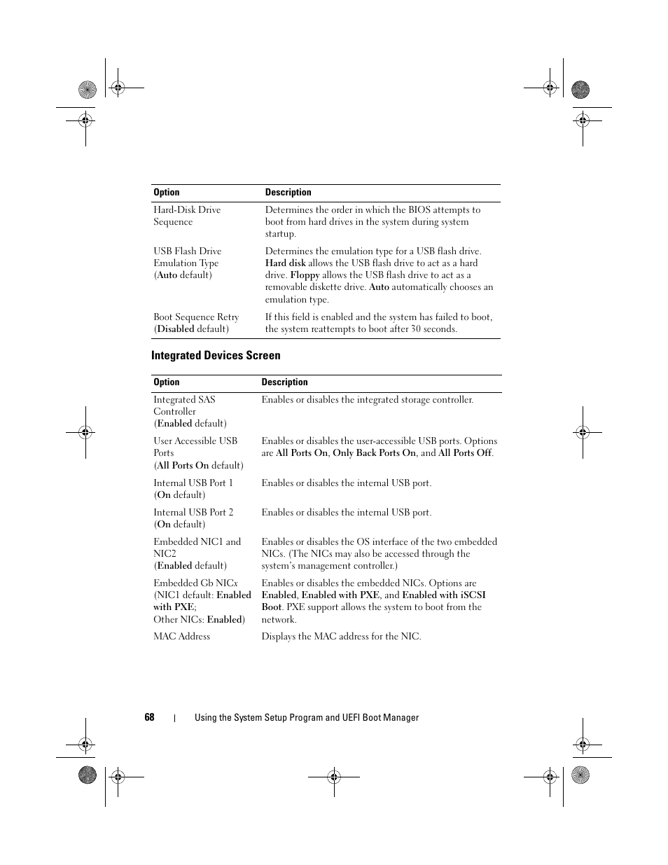 Integrated devices screen | Dell PowerEdge R510 User Manual | Page 68 / 216