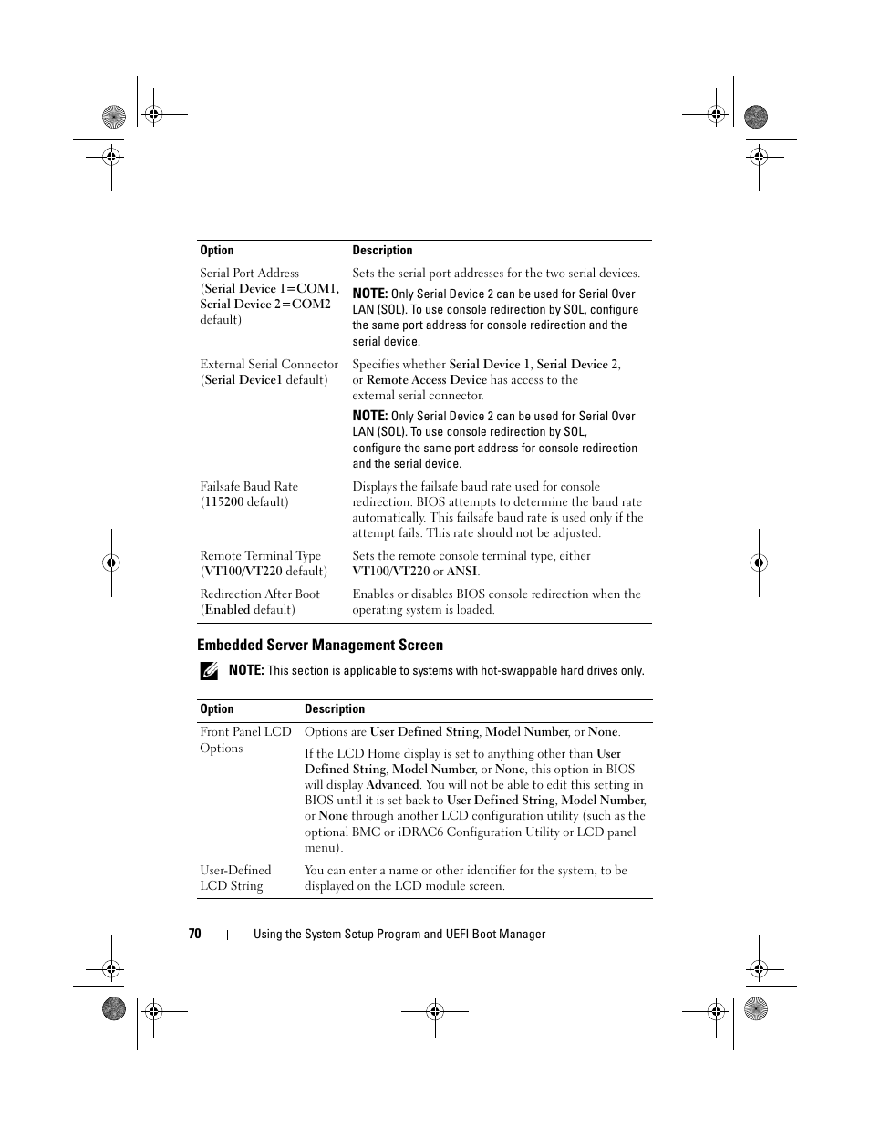 Embedded server management screen | Dell PowerEdge R510 User Manual | Page 70 / 216